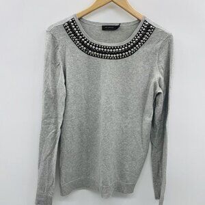 The Limited Womens Size Large Rhinestone & Studded Neckline Long Sleeve Sweater